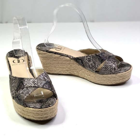 Kelsi Dagger wedge espedrilles slides snakeskin open toe 9 - Picture 1 of 13